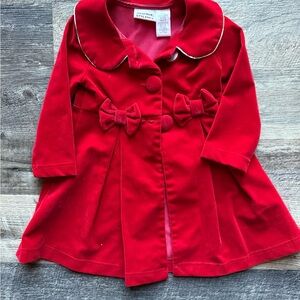 Blueberi Boulevard Red Velvet Button-Front Coat